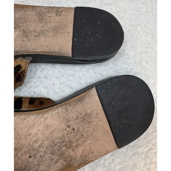 J Crew Leopard Calf Hair Slide Size 9 Summer‎ Vacation Beach Travel Resort-wear - Picture 8 of 9